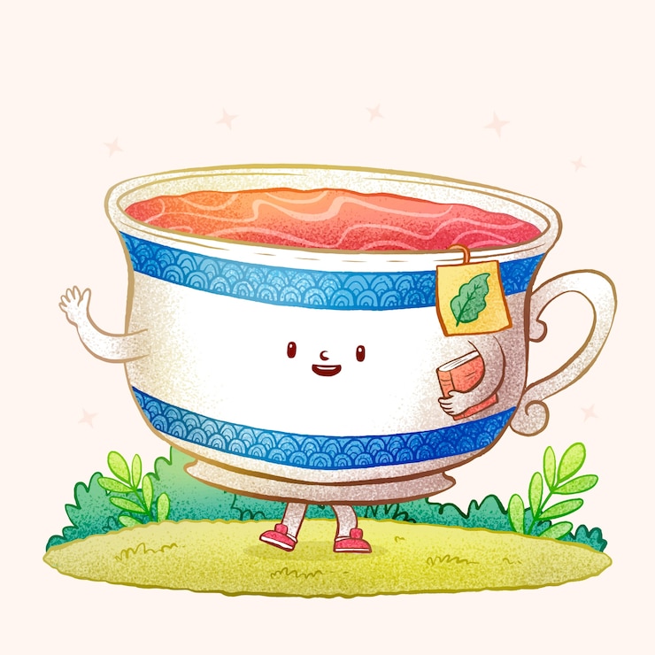 Vetor grátis ilustração de desenho animado de chá desenhado à mão