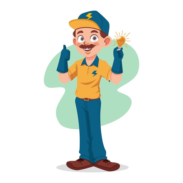 Vetor grátis ilustração de desenho animado de eletricista plano