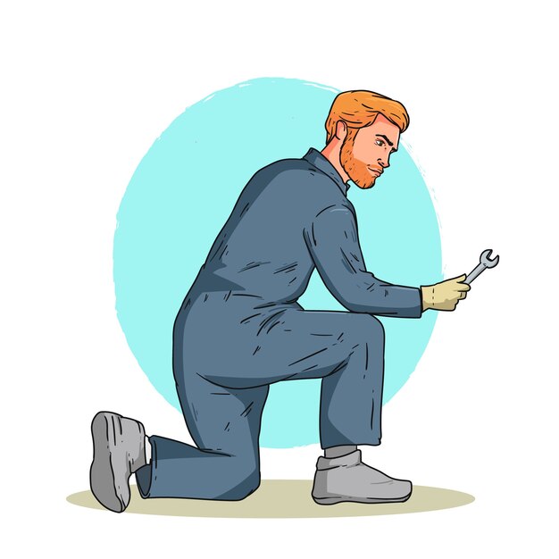Ilustração de desenho animado de faz-tudo desenhada à mão