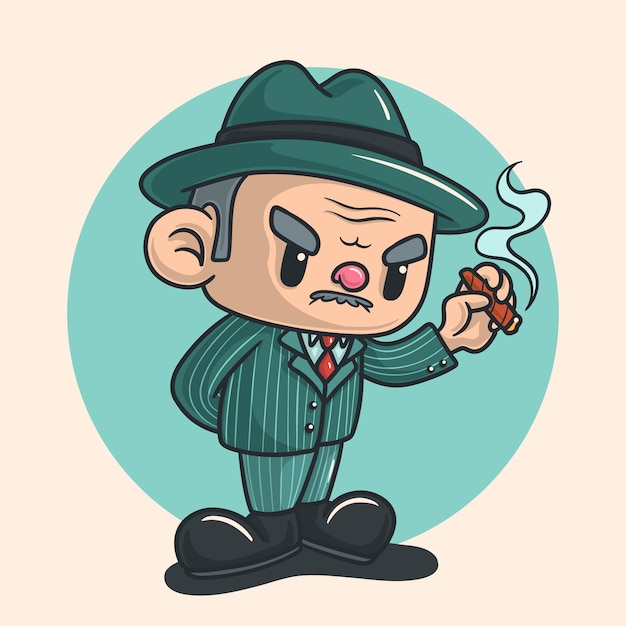 Ilustração de desenho animado de gangsters desenhada à mão