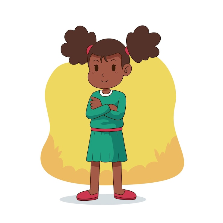 Vetor grátis ilustração de desenho animado de garota negra