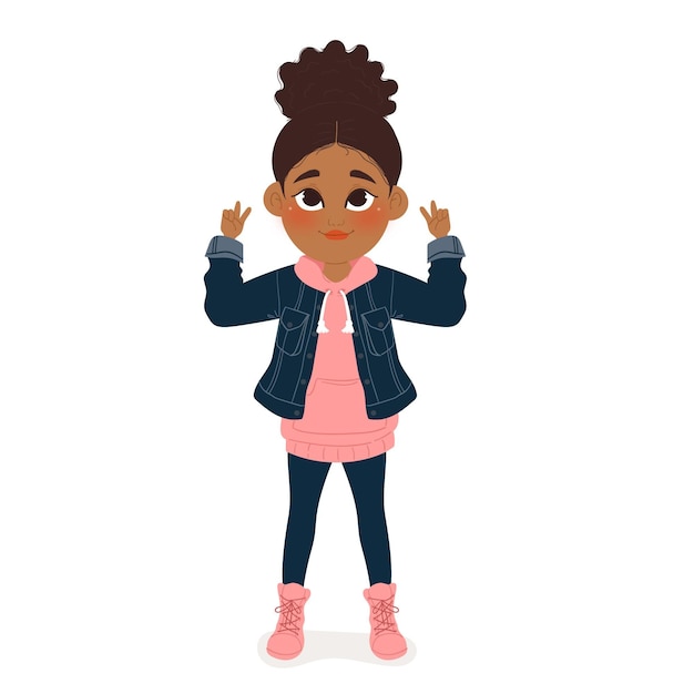 Ilustração de desenho animado de garota negra