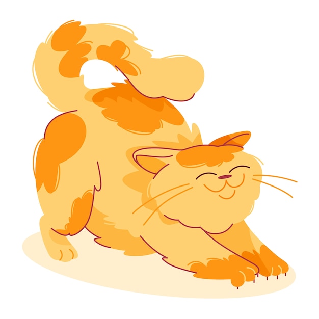 Vetor grátis ilustração de desenho animado de gato gordo desenhado à mão