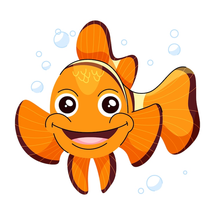 Vetor grátis ilustração de desenho animado de peixe-palhaço desenhada à mão