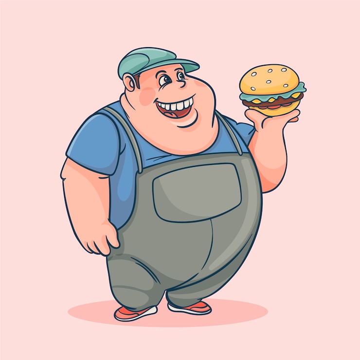 Vetor grátis ilustração de desenho animado de pessoa gorda desenhada à mão
