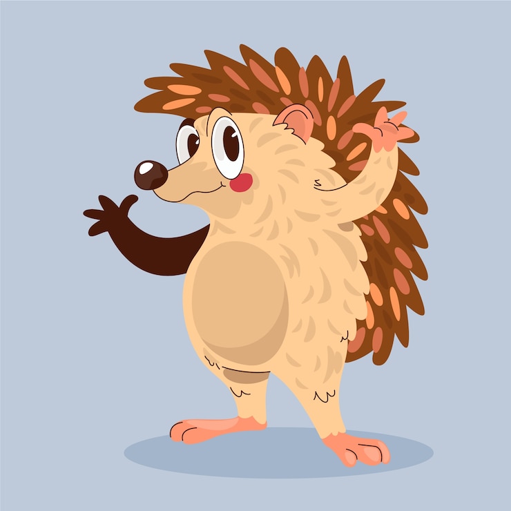 Vetor grátis ilustração de desenho animado de porco-espinho desenhada à mão