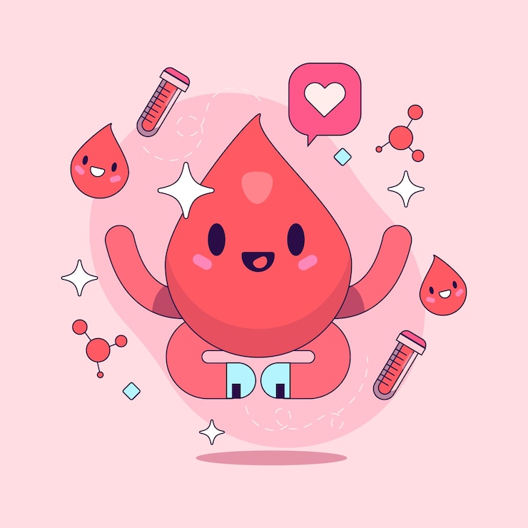 Vetor grátis ilustração de desenho animado de sangue desenhada à mão