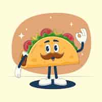 Vetor grátis ilustração de desenho animado de taco desenhada à mão