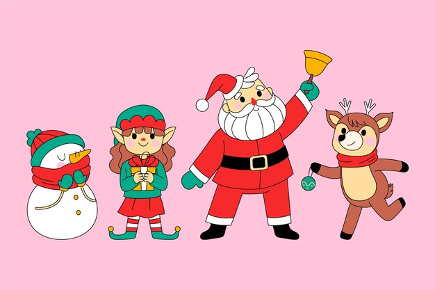 Ilustração de desenho animado de temporada de natal desenhada à mão