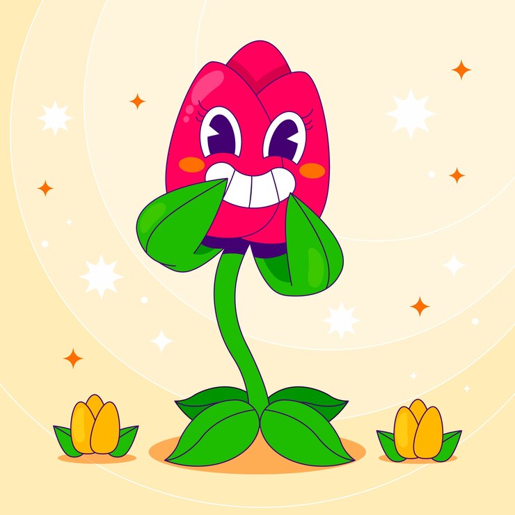 Vetor grátis ilustração de desenho animado de tulipa desenhada de mão