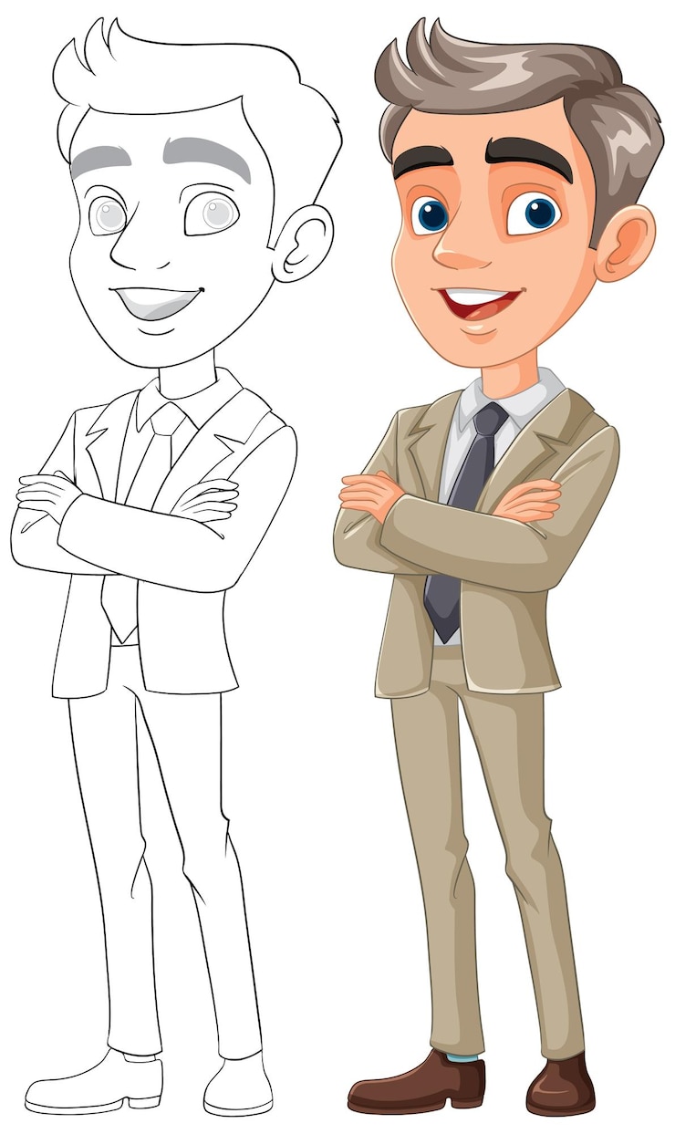Vetor grátis ilustração de desenho animado de um empresário confiante