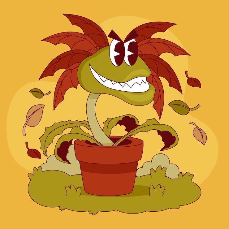 Vetor grátis ilustração de desenho animado de venus flytrap desenhada à mão