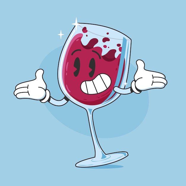 Vetor grátis ilustração de desenho animado de vinho desenhado à mão