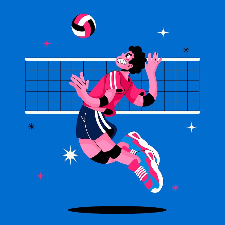 Vetor grátis ilustração de desenho animado de vôlei desenhada de mão