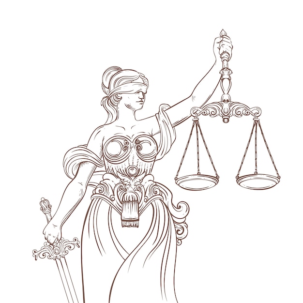 Vetor grátis ilustração de desenho de advogado desenhado à mão
