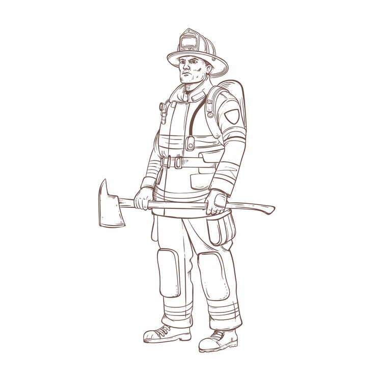 Vetor grátis ilustração de desenho de bombeiro desenhado à mão