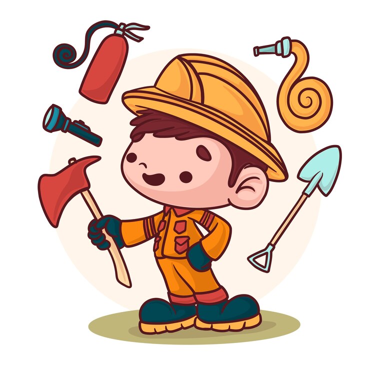 Vetor grátis ilustração de desenho de bombeiro desenhado à mão