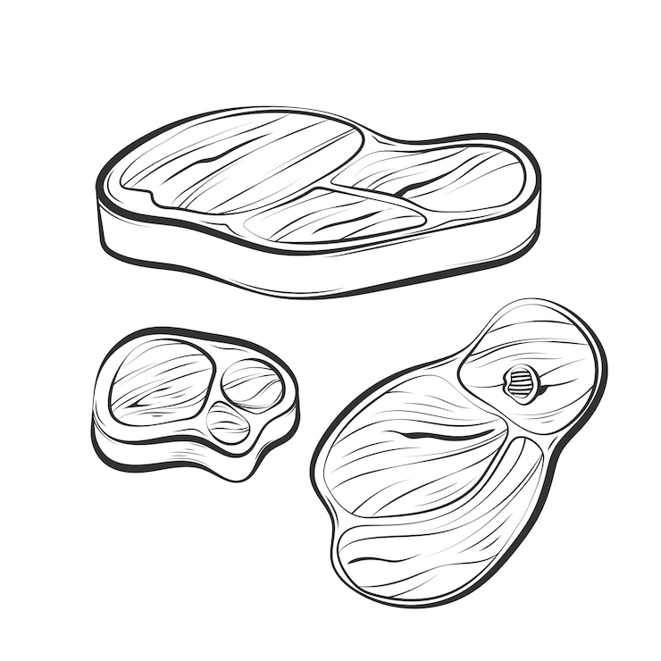 Vetor grátis ilustração de desenho de carne desenhada à mão