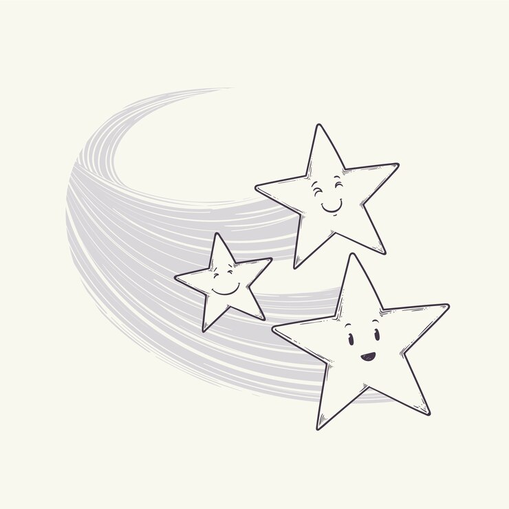 Vetor grátis ilustração de desenho de estrela cadente desenhada à mão
