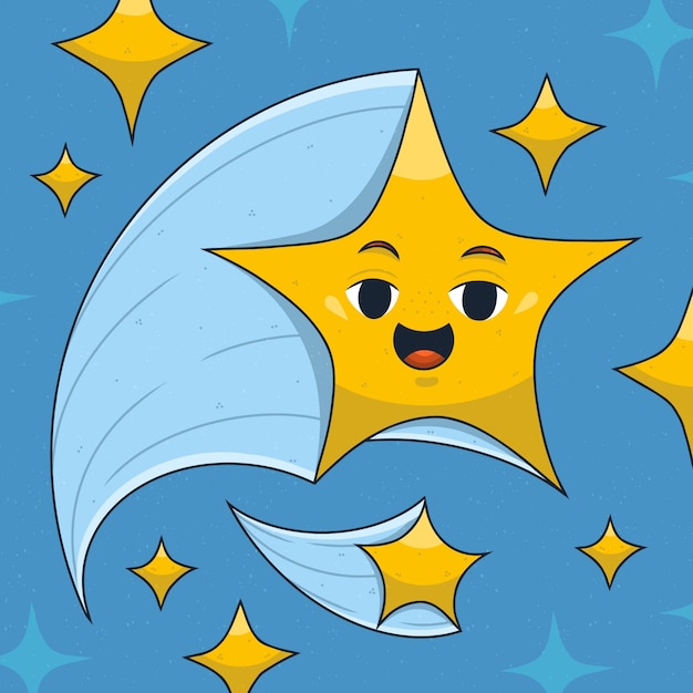 Vetor grátis ilustração de desenho de estrela cadente