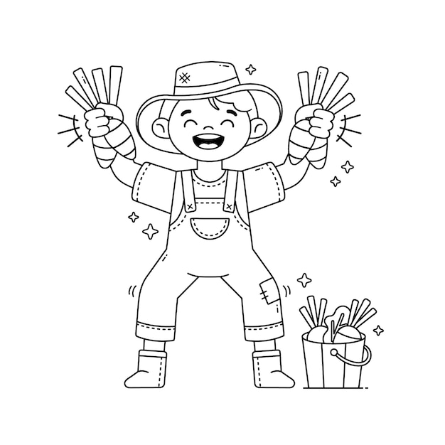 Vetor grátis ilustração de desenho de fazendeiro desenhada à mão
