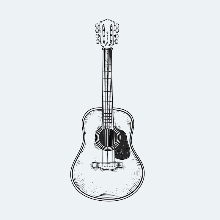 Vetor grátis ilustração de desenho de guitarra desenhada à mão