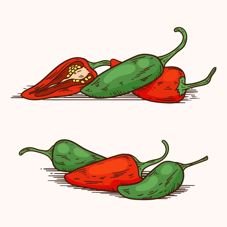 Vetor grátis ilustração de desenho de jalapeño desenhada à mão