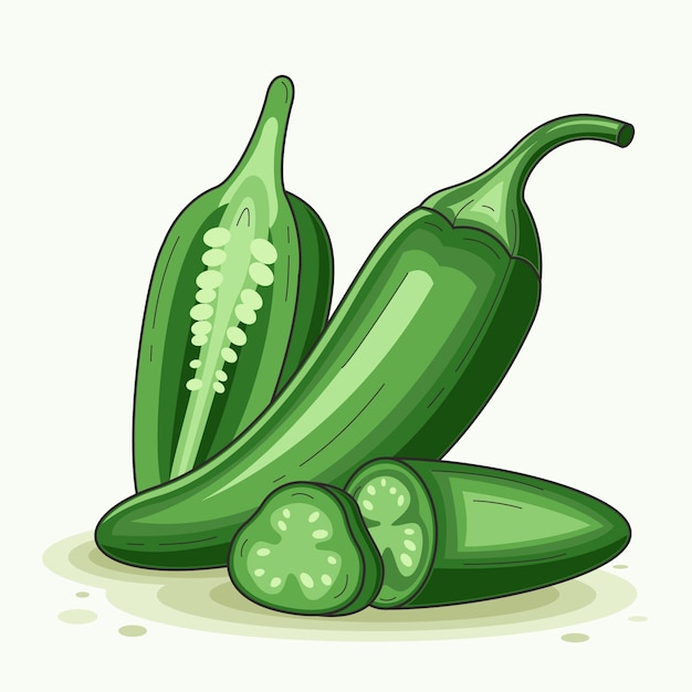 Vetor grátis ilustração de desenho de jalapeno desenhada à mão