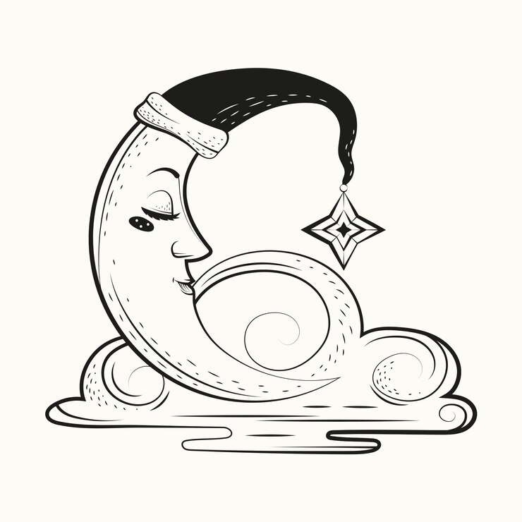 Vetor grátis ilustração de desenho de lua crescente desenhada à mão