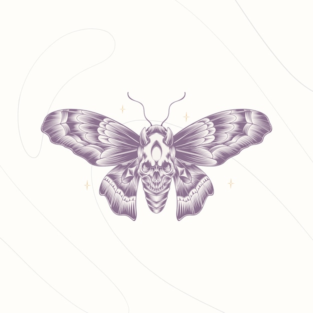 Vetor grátis ilustração de desenho de mariposa de morte desenhada de mão