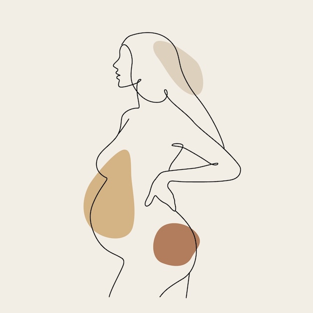 Ilustração de desenho de mulher grávida desenhada de mão