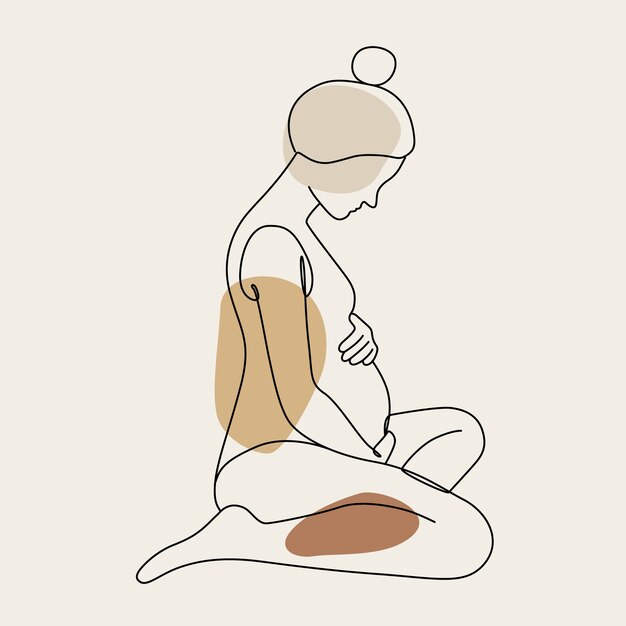 Vetor grátis ilustração de desenho de mulher grávida desenhada de mão
