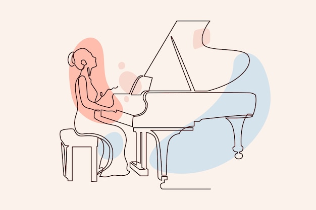 Ilustração de desenho de piano desenhado à mão