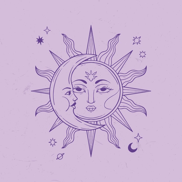 Vetor grátis ilustração de desenho de sol e lua