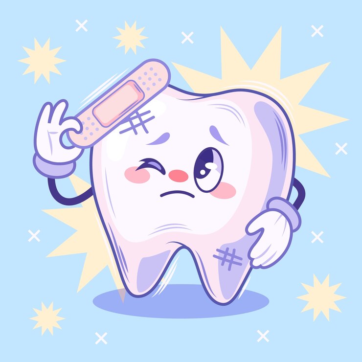 Vetor grátis ilustração de desenhos animados de dentes ruins desenhados à mão