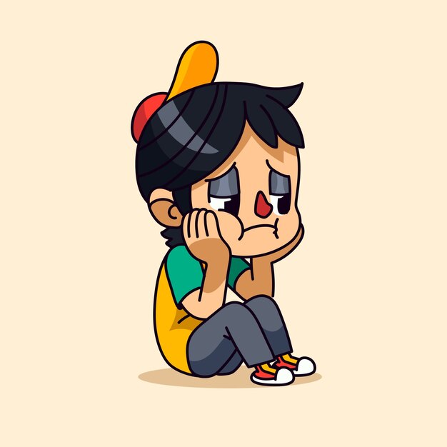 Ilustração de desenhos animados entediados desenhados à mão