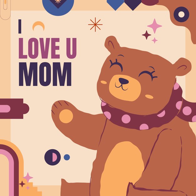 Ilustração de desenhos de crianças de dia das mães plana