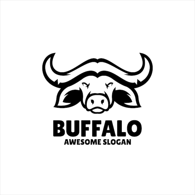 Vetor grátis ilustração de design de logotipo de mascote simples de búfalo