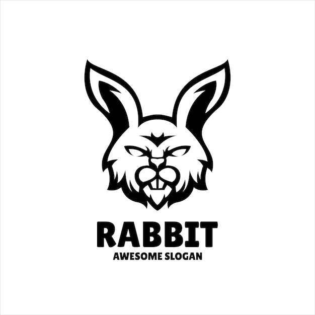Vetor grátis ilustração de design de logotipo de mascote simples de coelho