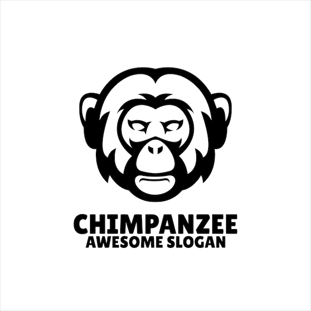 Ilustração de design de logotipo de mascote simples de macaco