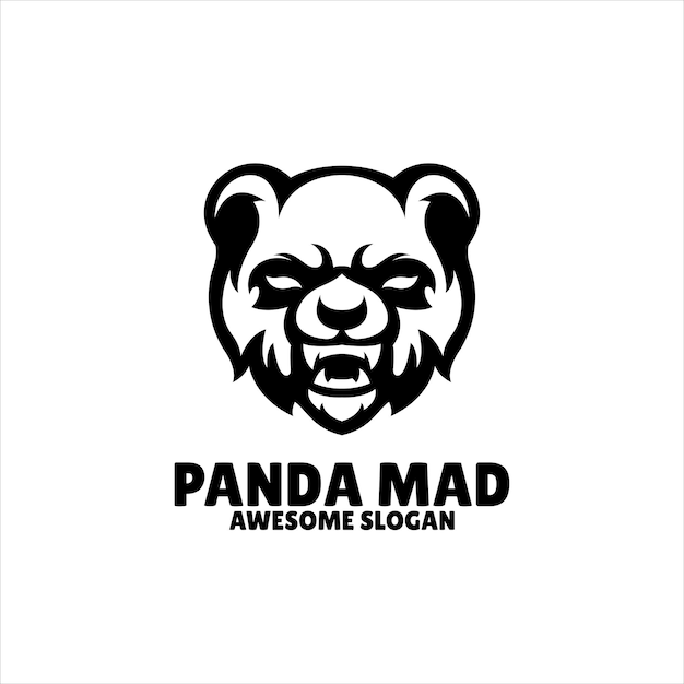 Ilustração de design de logotipo de mascote simples de panda