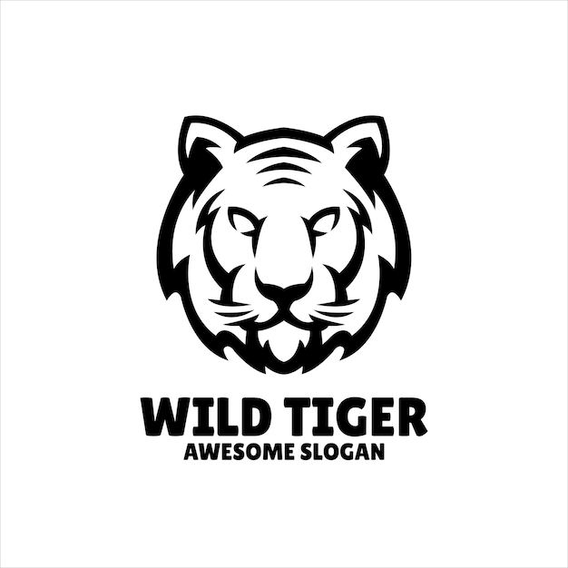 Vetor grátis ilustração de design de logotipo de mascote simples de tigre