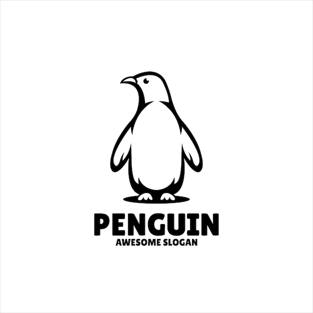 Ilustração de design de logotipo de mascote simples pinguim