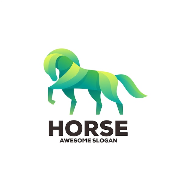 Vetor grátis ilustração de design de logotipo gradiente de cavalo