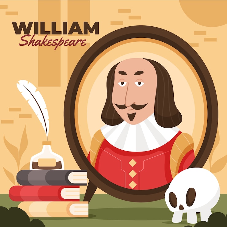 Vetor grátis ilustração de design plano de shakespeare