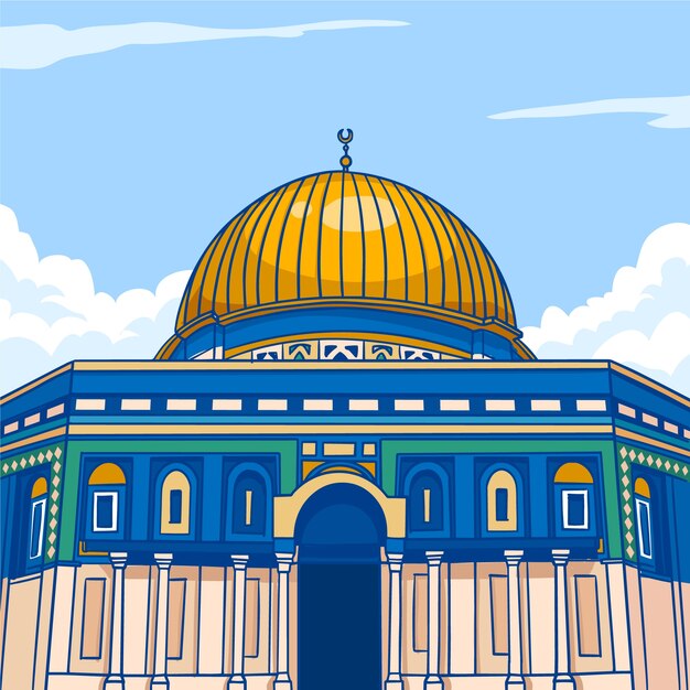 Ilustração de design plano desenhado à mão al aqsa
