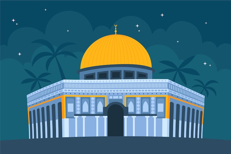 Vetor grátis ilustração de design plano desenhado à mão al aqsa