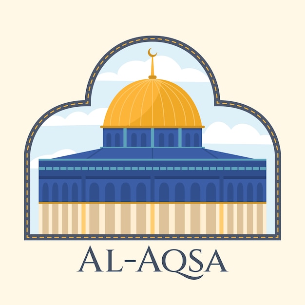 Vetor grátis ilustração de design plano desenhado à mão al aqsa