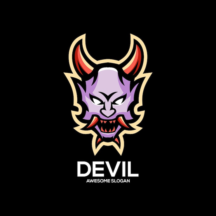 Vetor grátis ilustração de desin do logotipo do mascote do diabo esport
