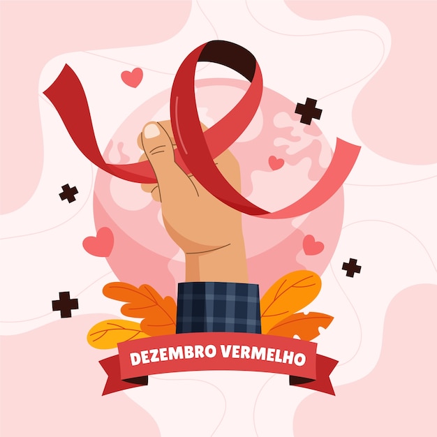 Vetor grátis ilustração de dezembro vermelho desenhada à mão